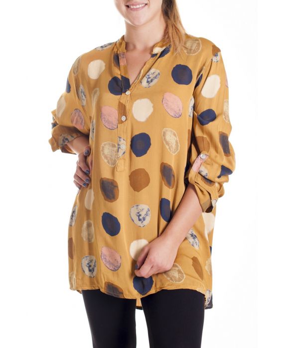 LARGE SIZE BLOUSE PRINTS 4161 MUSTARD