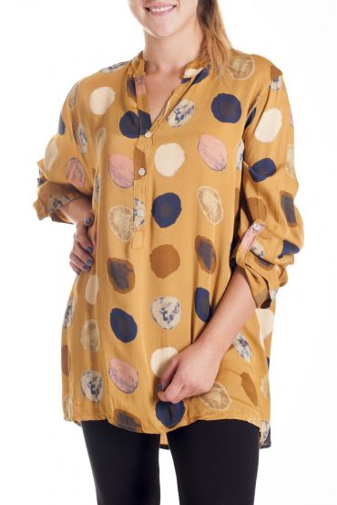 LARGE SIZE BLOUSE PRINTS 4161 MUSTARD