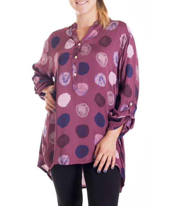 GROßE GRÖßE BLUSE DRUCKT 4161 BORDEAUX