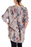 GRANDE TAILLE PULL IMPRIME FLEURS 4146 BEIGE