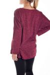 GRANDE TAILLE PULL FEMME EPAULES ZIPPEES 4124 BORDEAUX