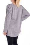 LARGE SIZE SWEATER WOMEN SHOULDERS ZIPPEES 4124 GREY