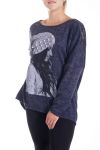 LARGE SIZE SWEATER WOMEN SHOULDERS ZIPPEES 4124 BLACK