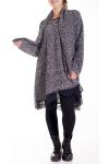 LARGE SIZE SWEATER TUNIC + SCARF 4160 GRAY