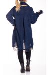 LARGE SIZE SWEATER TUNIC + SCARF 4160 BLUE