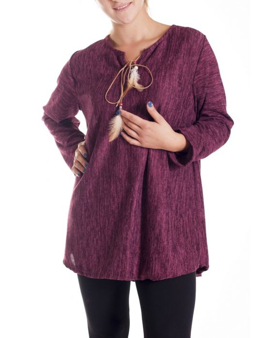 GRANDE TAILLE PULL ENCOLURE PLUME 4131 BORDEAUX