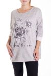 LARGE SIZE FLOWER SWEATER CLOUTEE 4126 GREY