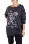 LARGE SIZE FLOWER SWEATER CLOUTEE 4126 BLACK