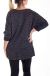 LARGE SIZE FLOWER SWEATER CLOUTEE 4126 BLACK