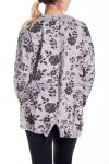 LARGE SIZE SWEATER PRINT FLOWERS 4143 GREY