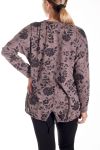 GRANDE TAILLE PULL IMPRIME FLEURS 4143 TAUPE