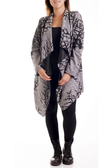 DE GRAN TAMAÑO CHALECO/CHAQUETA IMPRIME 4162 GRIS