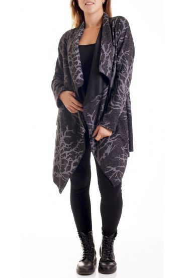 GROOT FORMAAT VEST/JAS PRINTS 4162 ZWART