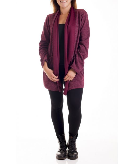 GRANDE TAILLE GILET/VESTE 2 POCHES 4163 BORDEAUX