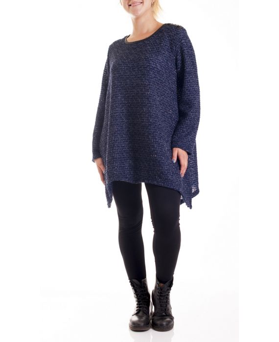 GRANDE TAILLE PULL TUNIQUE EFFET BRILLANT 4164 MARINE