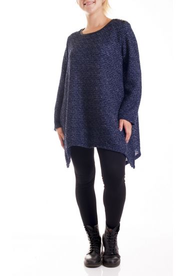 LARGE SIZE SWEATER TUNIC BRILLIANT EFFECT 4164 NAVY