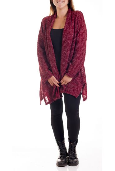 GRANDE TAILLE GILET 2 POCHES EFFET BRILLANT 4165 BORDEAUX