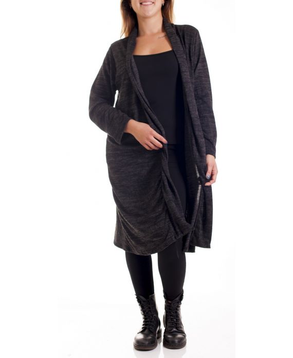 GRANDE TAILLE GILET LONG 4166 NOIR