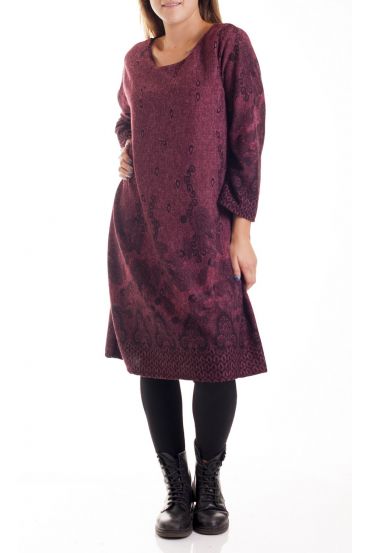 GRANDE TAILLE ROBE IMPRIMEE 4167 BORDEAUX