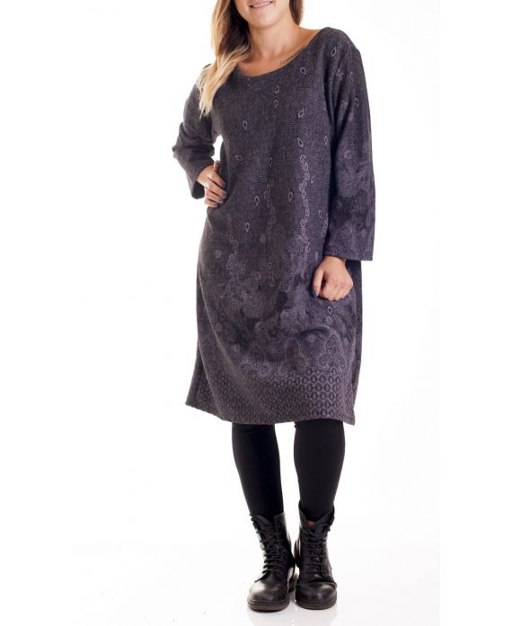 GRANDE TAILLE ROBE IMPRIMEE 4167 NOIR