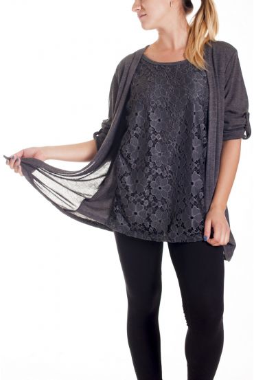 GRANDE TAILLE ENSEMBLE 2 EN 1 4168 GRIS