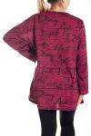 LARGE SIZE SWEATER ZIPS 4169 BORDEAUX