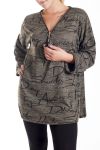 DI GRANDI DIMENSIONI MAGLIONE ZIP 4169 VERDE MILITARE