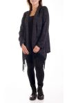 LARGE SIZE VEST HAS FRINGE 4181 BLACK