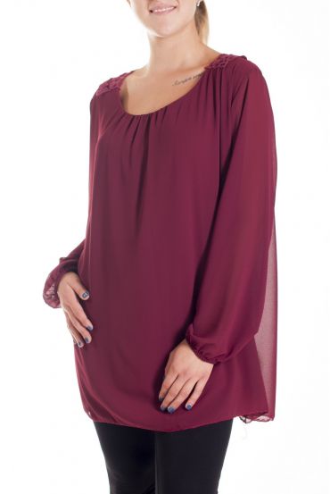 GRANDE TAILLE BLOUSE DOS DENTELLE 4183 BORDEAUX