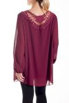 GROßE GRÖßE BLUSE DOS-SPITZEN-4183 BORDEAUX