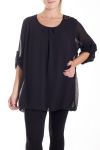 EL TAMAÑO GRANDE DE LAS SEÑORAS BLUSA DE ENCAJE CON ESPALDA 4183 NEGRO