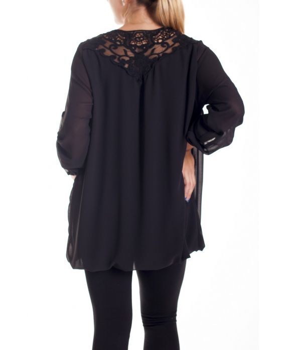 GRANDE TAILLE BLOUSE DOS DENTELLE 4183 NOIR