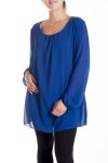 GRANDE TAILLE BLOUSE DOS DENTELLE 4183 BLEU