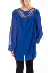 GRANDE TAILLE BLOUSE DOS DENTELLE 4183 BLEU