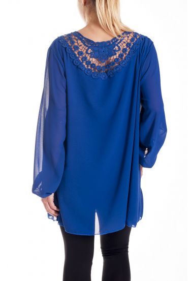 GROßE GRÖßE BLUSE DOS-SPITZEN-4183 BLAU