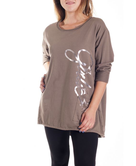 GRAN TAMAÑO DE LA CAMISETA DE CHICAS 4190 TAUPE