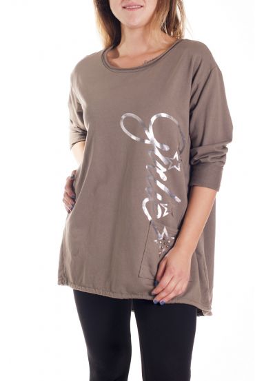 GROßE GRÖßE T-SHIRT GIRLIE 4190 TAUPE