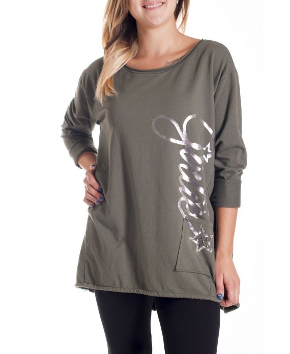 LARGE SIZE T-SHIRT GIRLIE 4190 MILITARY GREEN