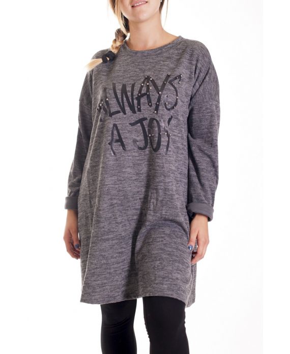 GRANDE TAILLE PULL CLOUTE JOY 4194 GRIS