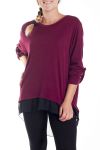 GRANDE TAILLE PULL TUNIQUE DOS VOILE 4192 BORDEAUX