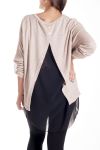 LARGE SIZE SWEATER TUNIC BACK SAILING 4192 BEIGE