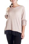 GRANDE TAILLE PULL TUNIQUE DOS VOILE 4192 BEIGE