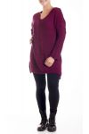 GRANDE TAILLE PULL LONG TORSADES 4195 BORDEAUX