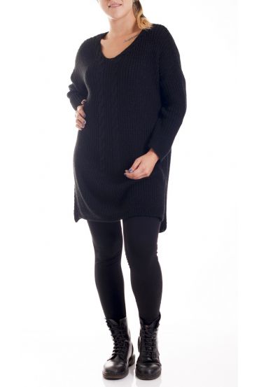 LARGE SIZE SWEATER LONG TWISTS 4195 BLACK