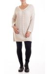 GRANDE TAILLE PULL LONG TORSADES 4195 BEIGE