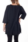 GRANDE TAILLE T-SHIRT FLOCAGE POCHES 4191 NOIR