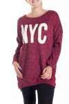 GRANDE TAILLE PULL CLOUTE NYC 4193 BORDEAUX