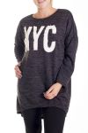 GRANDE TAILLE PULL CLOUTE NYC 4193 NOIR