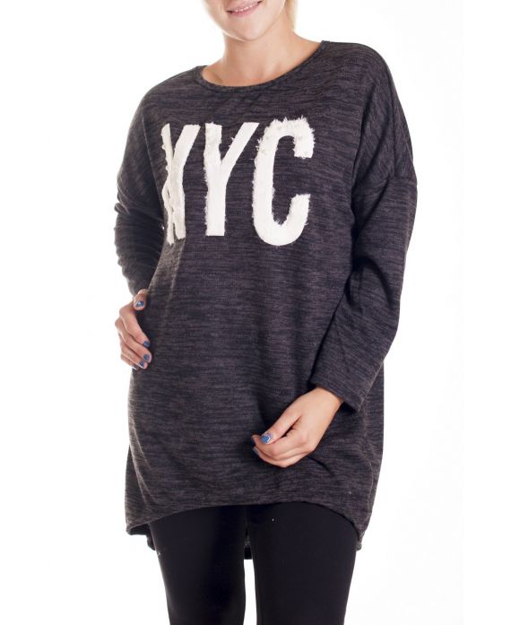 GRANDE TAILLE PULL CLOUTE NYC 4193 NOIR