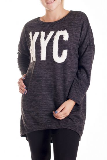 GRANDE TAILLE PULL CLOUTE NYC 4193 NOIR